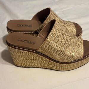 Corkys Women's Tan Wedge Sandals